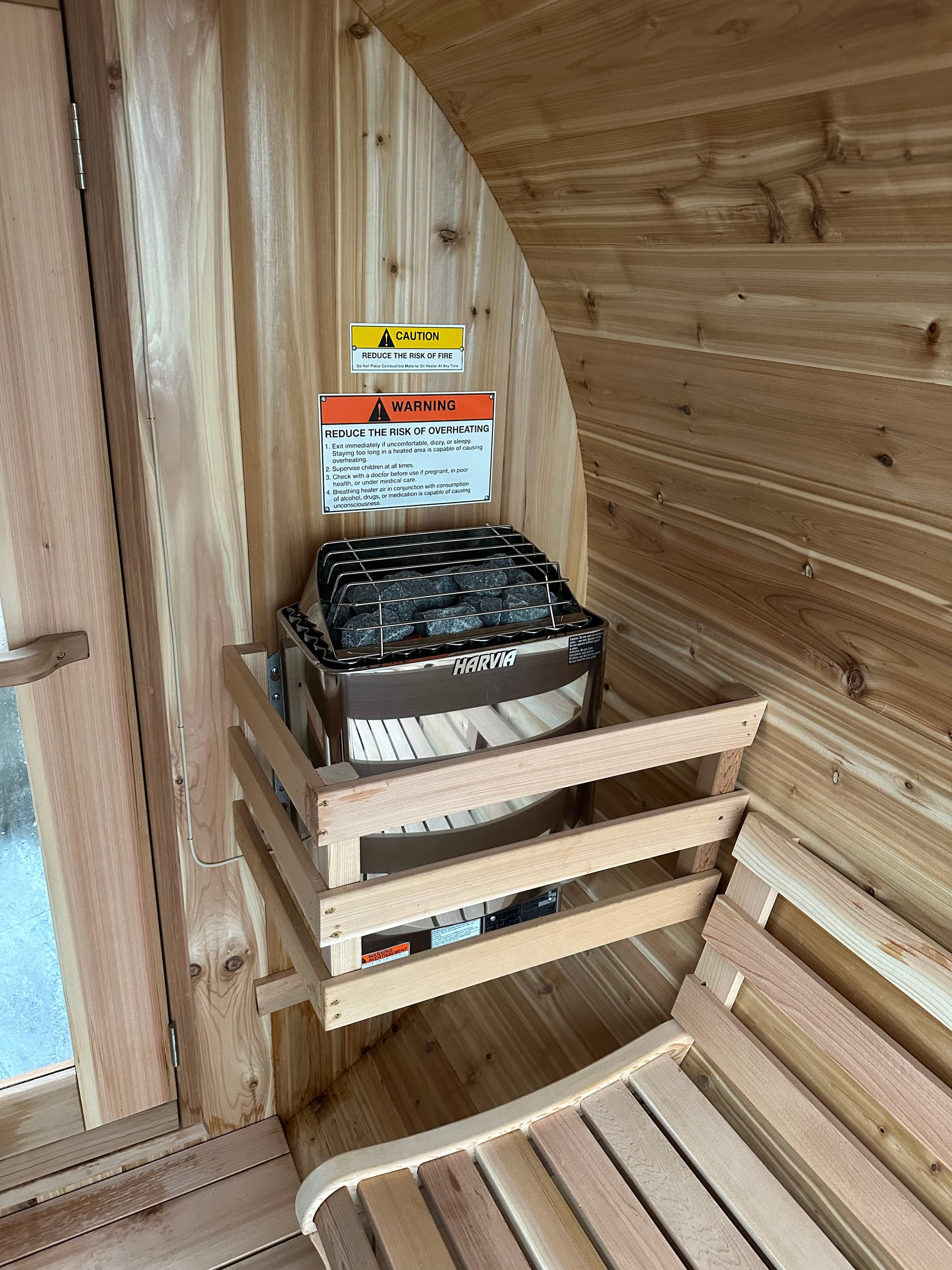 Barrel Sauna Installation in West Seattle with Harvia Heater